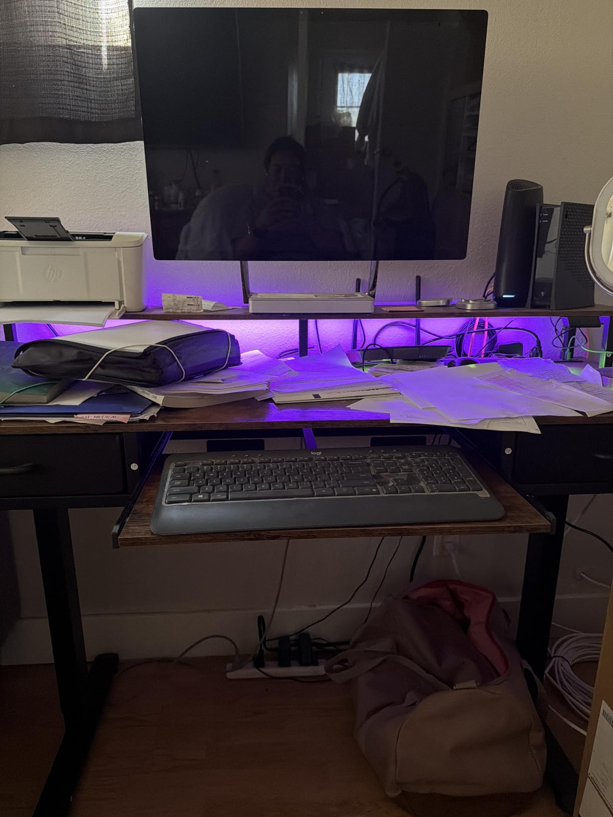 AODK 55 Inch Standing Desk with Drawers & Keyboard Tray, Rustic Brown customer photo 2
