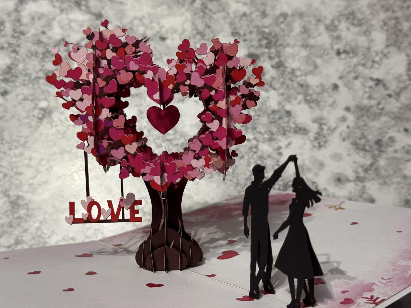 Pop Up Anniversary Card, 3D Love Tree Hearts Couple Wedding Card for Her, Wife, Husband, Him, Couple; Ideal Gift for Wedding, Romantic Birthday, Anniversary, Valentines, Mothers Day, 6x8 inch customer photo 1