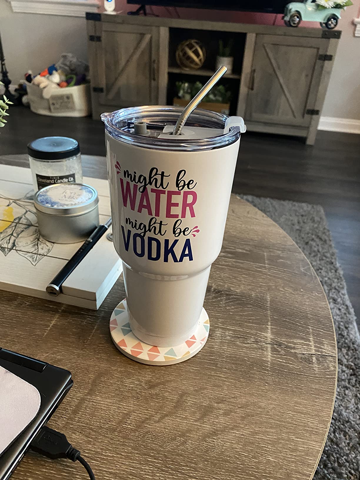 Funny Might Be Gin Tumbler 30oz, Fun and Unique Presents for Drinkers, Adult Humor Cups, Drinking Themed Gag Gifts for Men and Women, Ideal Present Picks for Her Birthday, Christmas, Gift Ready customer photo 1