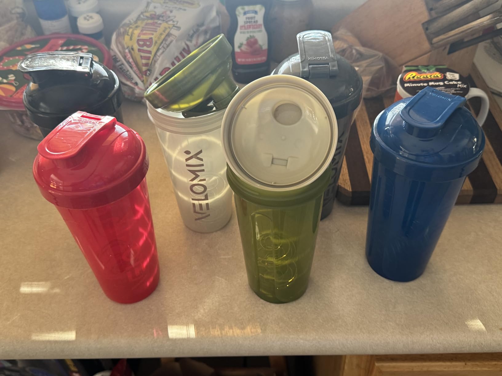 VELOMIX 6 Pack 28oz Protein Shaker Bottle for Protein Mixes, Earth Tones customer photo 1