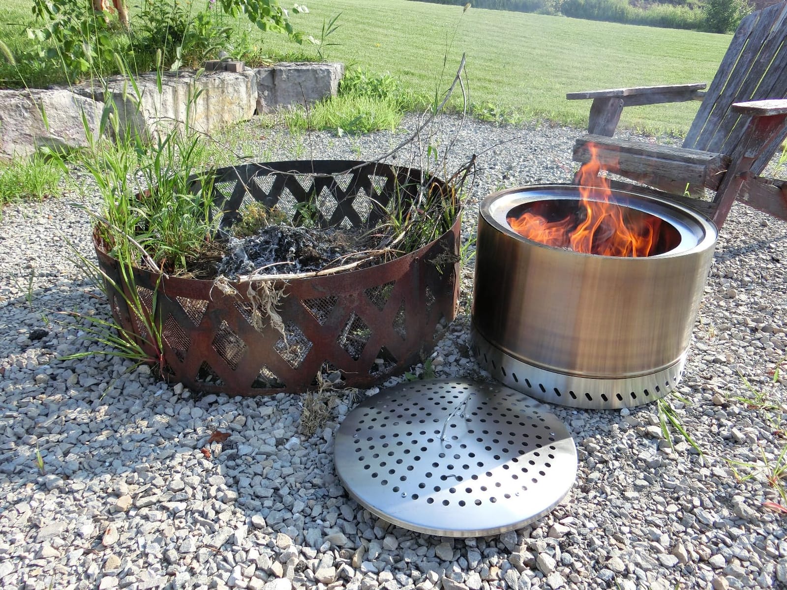 Smokeless Fire Pit with Travel Bag, Portable Outdoor Wood Burning Fireplace, 19 Inch Stainless Steel customer photo 2