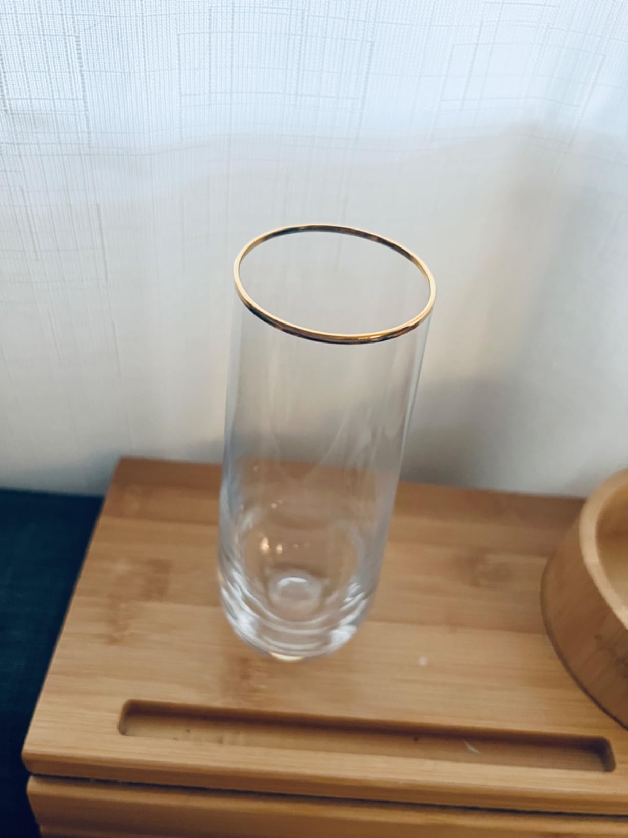 Stemless Champagne Flutes Set of 4, Gold Rim Champagne Glasses, Best Gift, Clear, D1002 customer photo 1