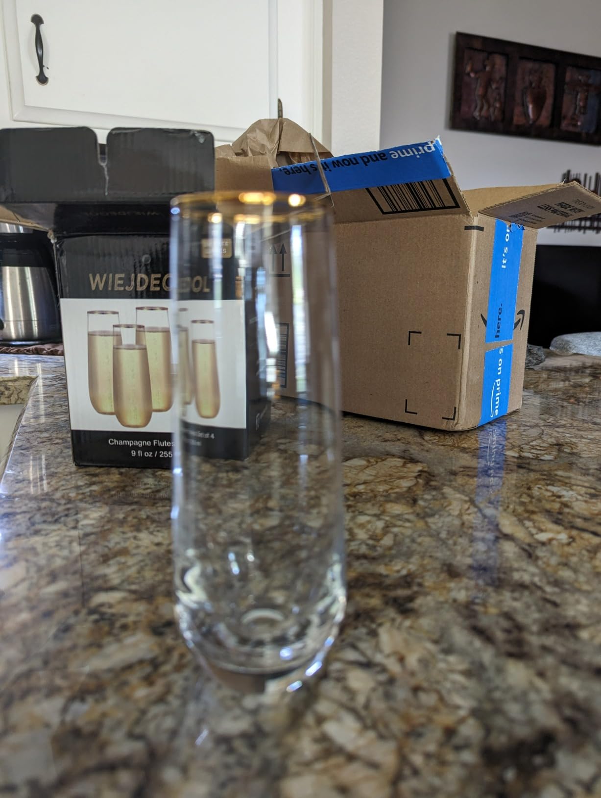 Stemless Champagne Flutes Set of 4, Gold Rim Champagne Glasses, Best Gift, Clear, D1002 customer photo 2