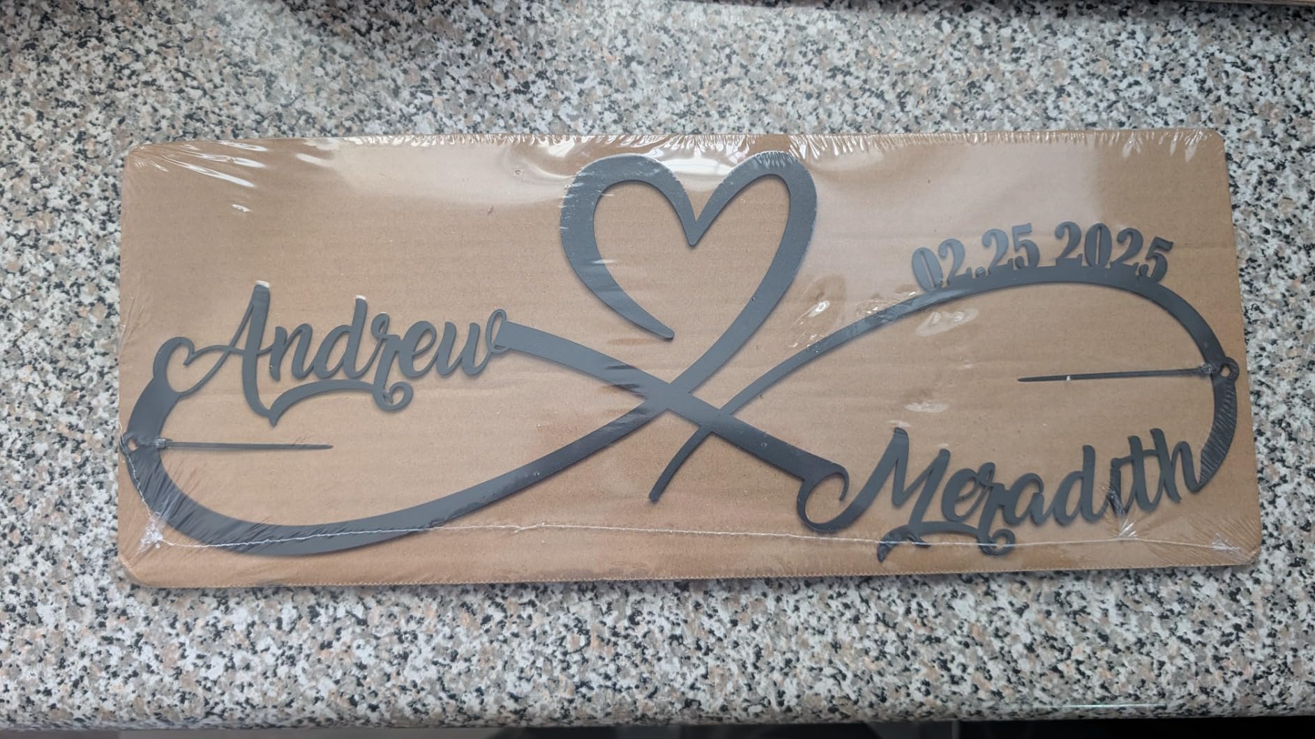 NOAHAMMER Personalized Anniversary Wedding Gifts for Couples, Customized Metal Infinity Signs with Names & Date, Love Heart Unique Wall Art for Newlyweds Valentine's Day Gift customer photo 2