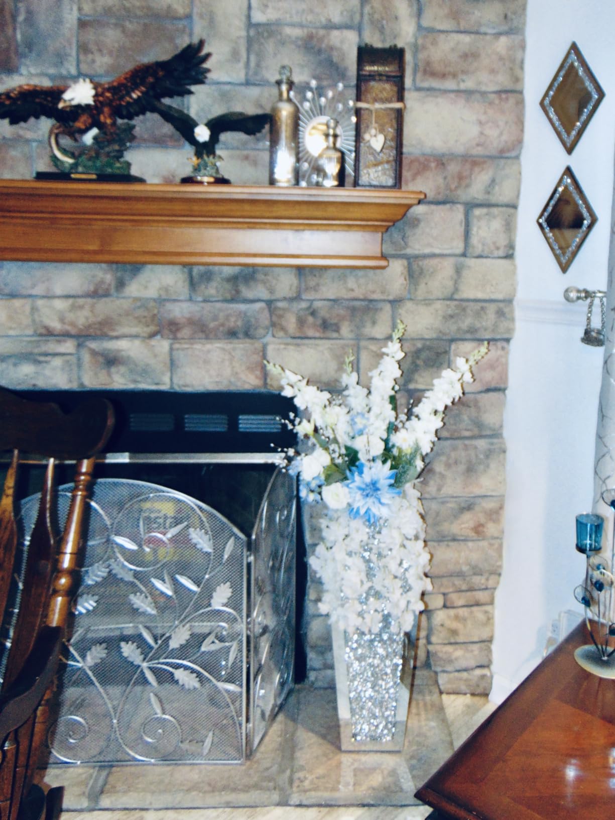 Tall Floor Vase S Crushed Diamond Mirrored Vase 27” Tall for Large Flower customer photo 2
