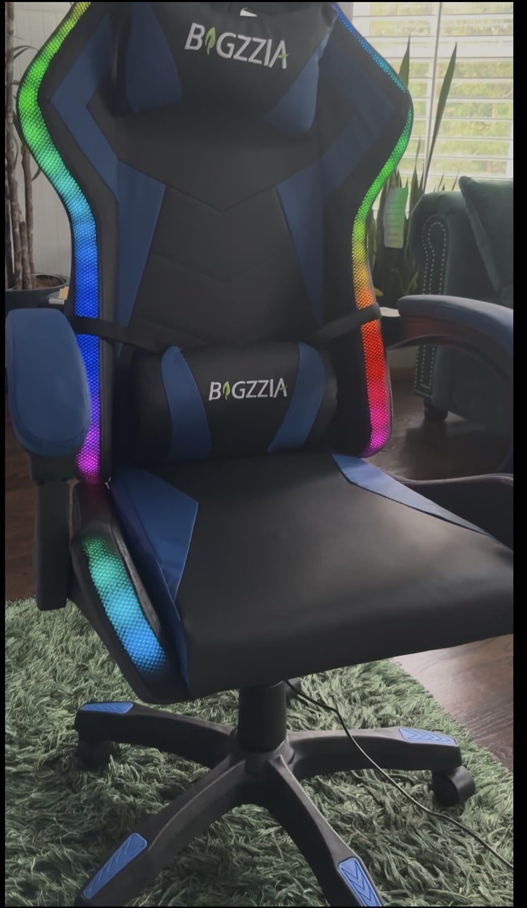 Bigzzia Gaming Chair with RGB LED Lights for Kids & Adults(Black/Blue) customer photo 1
