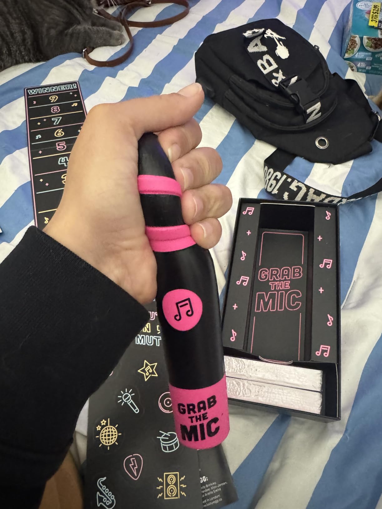 Grab The Mic - Award Winning Karaoke Party Game for Bad Singers w Foam Mic customer photo 2