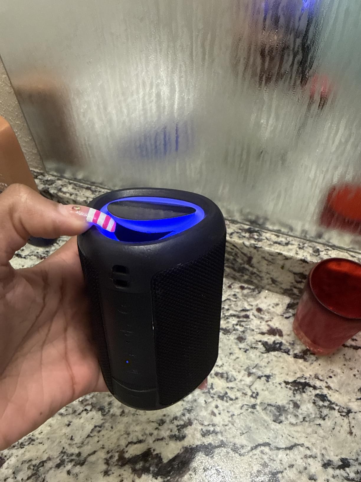 Portable Bluetooth Speaker Beach Essentials: IPX5 Waterproof for Outdoor | Powerful HD Sound,Dynamic Light,All Day Playtime,Wireless BT 5.3,TWS Pairing,Travel|Camping|Pool Accessorie,School Supplies customer photo 2