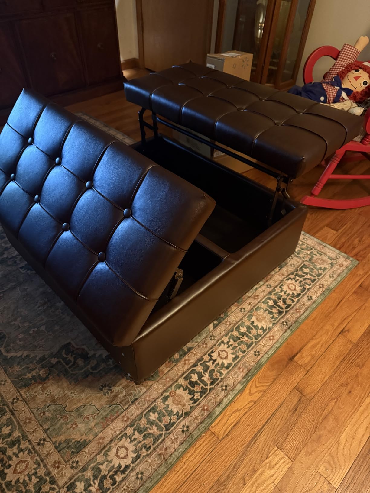 FiveWillowise 31.5 Inch Large Square Ottoman with Storage,Faux Leather customer photo 1