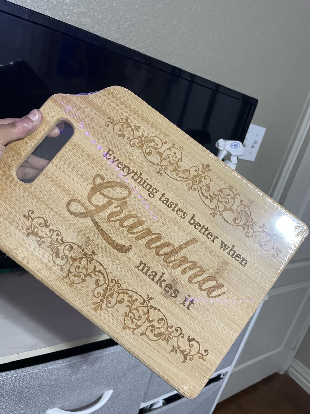 AceThrills Grandpa Gifts for Grandpa Birthday, Fathers Day, Christmas - Grill Master Engraved Bamboo Cutting Board 12.3