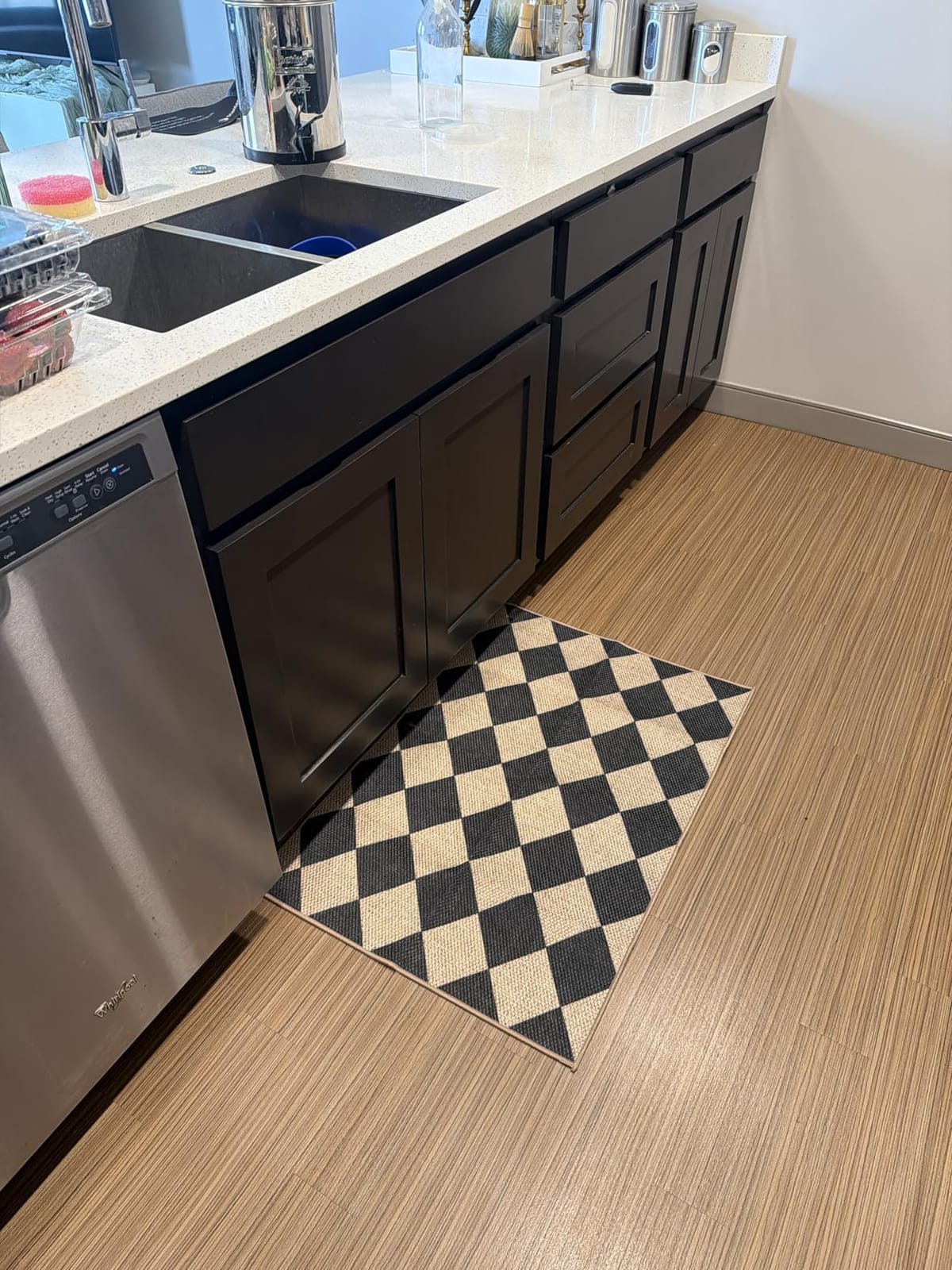 Lahome Checkered Easy Jute Non Slip Kitchen Runner, 2'6