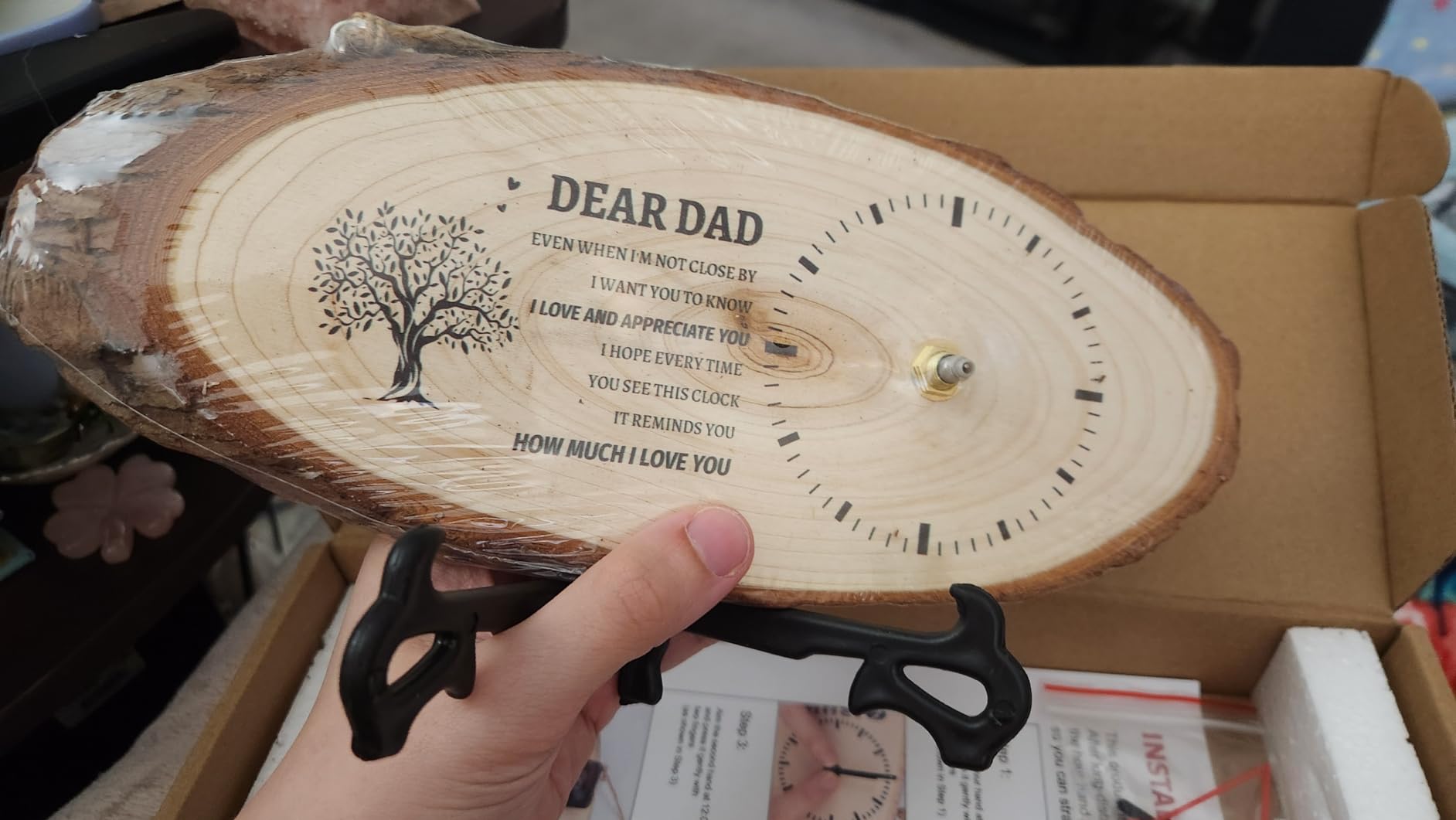 BeauGift Dad Gifts, Wooden Clock Birthday Gifts for Daddy from Daughter Son customer photo 2