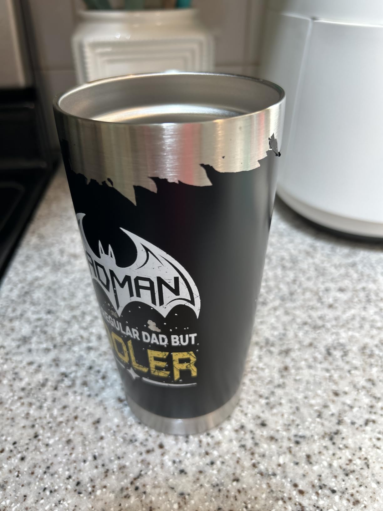 34HD Best Black Cat Daddy Dad Nutrition Facts 20 oz Tumbler, Gift for Daddy customer photo 2