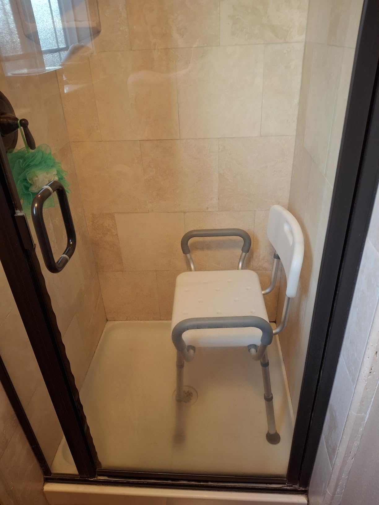 HOMLAND Shower Chair for Inside Shower with Padded Armrests and Back | Height Adjustable, Heavy Duty Shower Seat for Bathtub, Safety Bath Seat for Elderly, Adults, Handicap and Disabled, White customer photo 1
