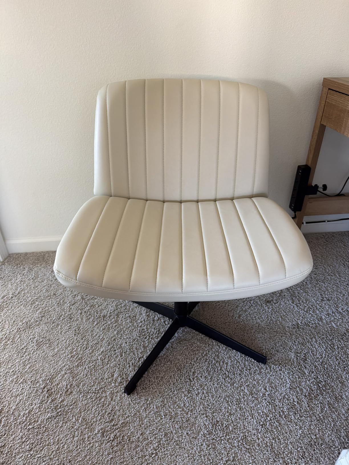 DUMOS Criss Cross Chair, Cross Legged Vanity Chair No Wheels, Home Office customer photo 1