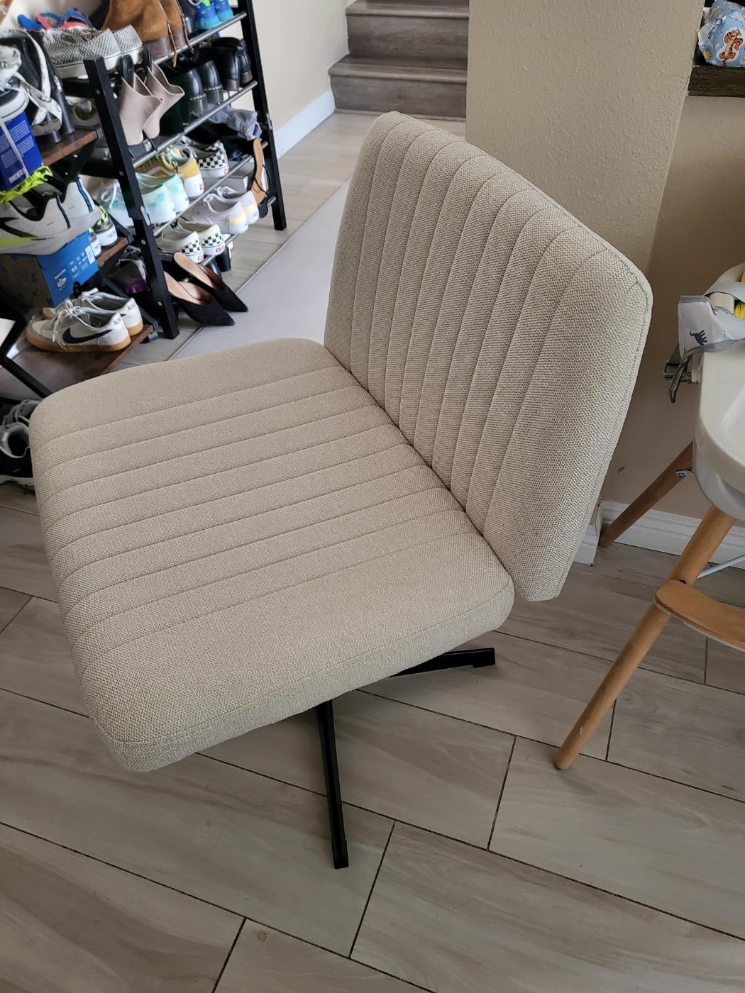 NEO CHAIR Criss Cross Chair with No Wheels, Cozy Wide Armless Seat, Beige customer photo 1