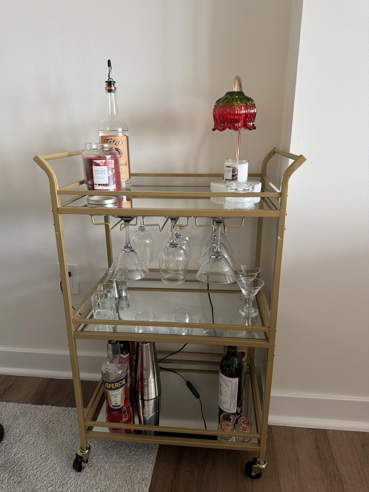 VASAGLE Bar Cart with Wheels, Drink Cart with Serving Cart customer photo 2