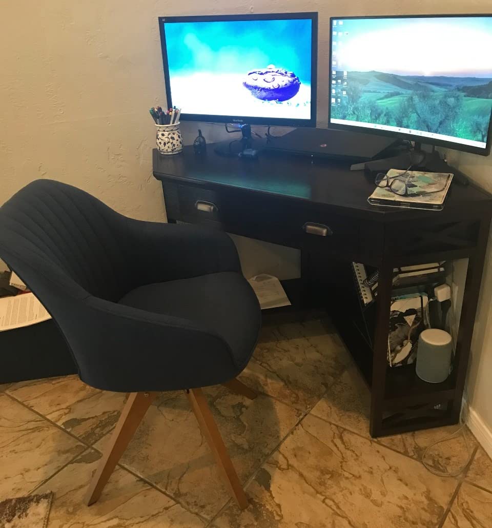 Art Leon Swivel Desk Chair for Home Office, Fabric, Caramel customer photo 2