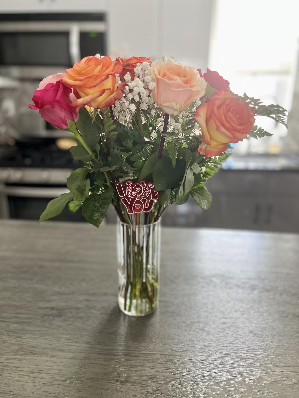 ComSaf Glass Cylinder Vase 8 Inch Tall, Clear Ribbed Decor for Centerpieces customer photo 1