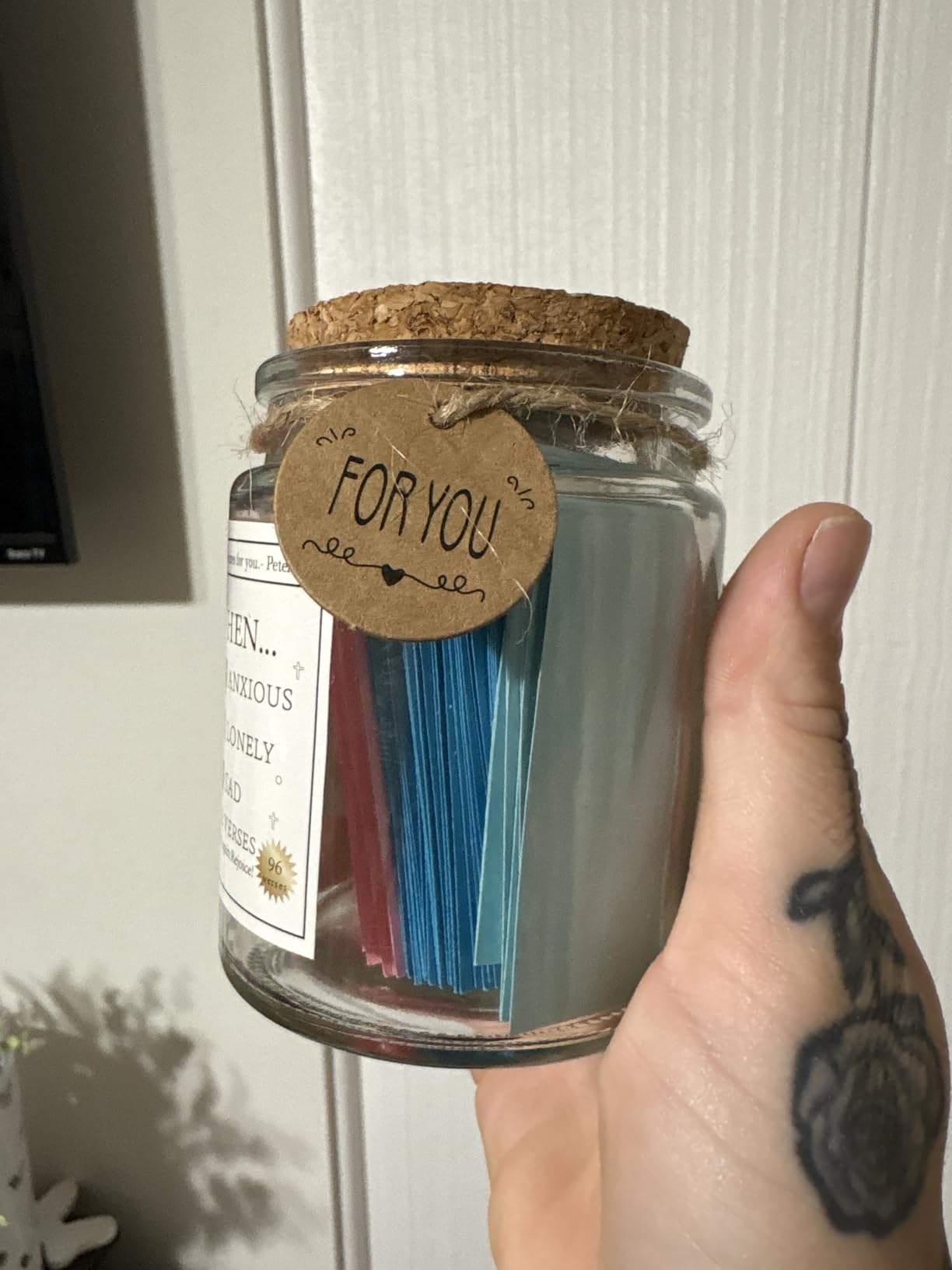Bible Verse Jar, Read Me When Bible Verses Jar for Daily Encouragement - Christian Gifts for Women, Mothers Day Gift for Mom, Birthday Gifts, Graduation & Christmas Gift, Prayer Cards With Ribbon Bow customer photo 1