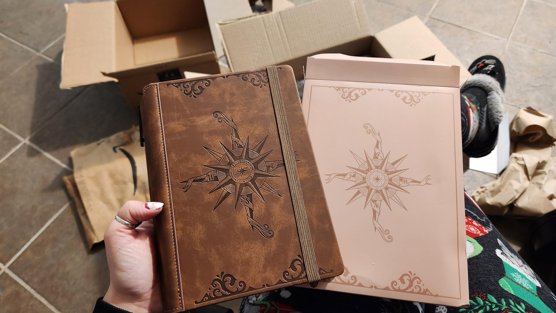 CAGIE Compass Leather Journal for Men Women, A5 Lined Notebook Writing Gift customer photo 2