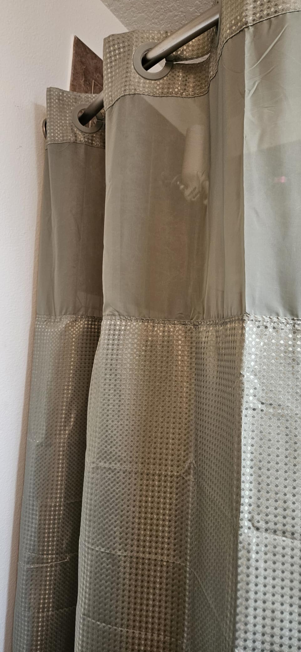 Colorful Star Sage Green No Hook Waffle Shower Curtain Set, 72 x 75 Inch customer photo 1