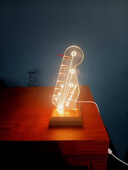 Light Up Guitar Pick Holder, Electric Guitar Headstock Shaped Acrylic & Wooden USB Powered Display Case - Guitar Accessories Gift for Players/Men (Picks Storage Organizer) customer photo 2