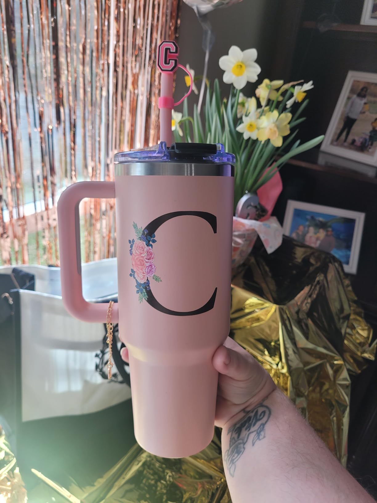 Monogrammed Gifts for Women,Gifts for Women,40oz Initial Tumbler customer photo 2