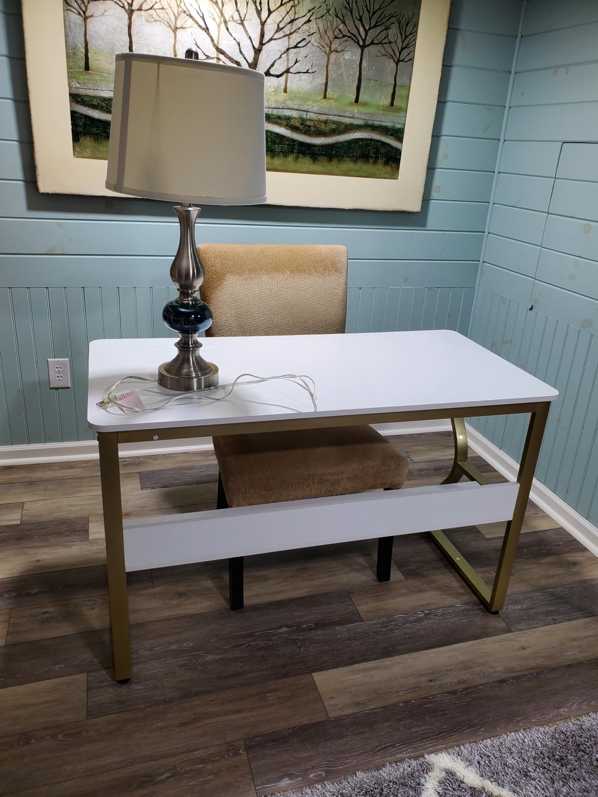 OSCHF 71-Inch Extra Long Desk with Storage Shelf, Warm White customer photo 2