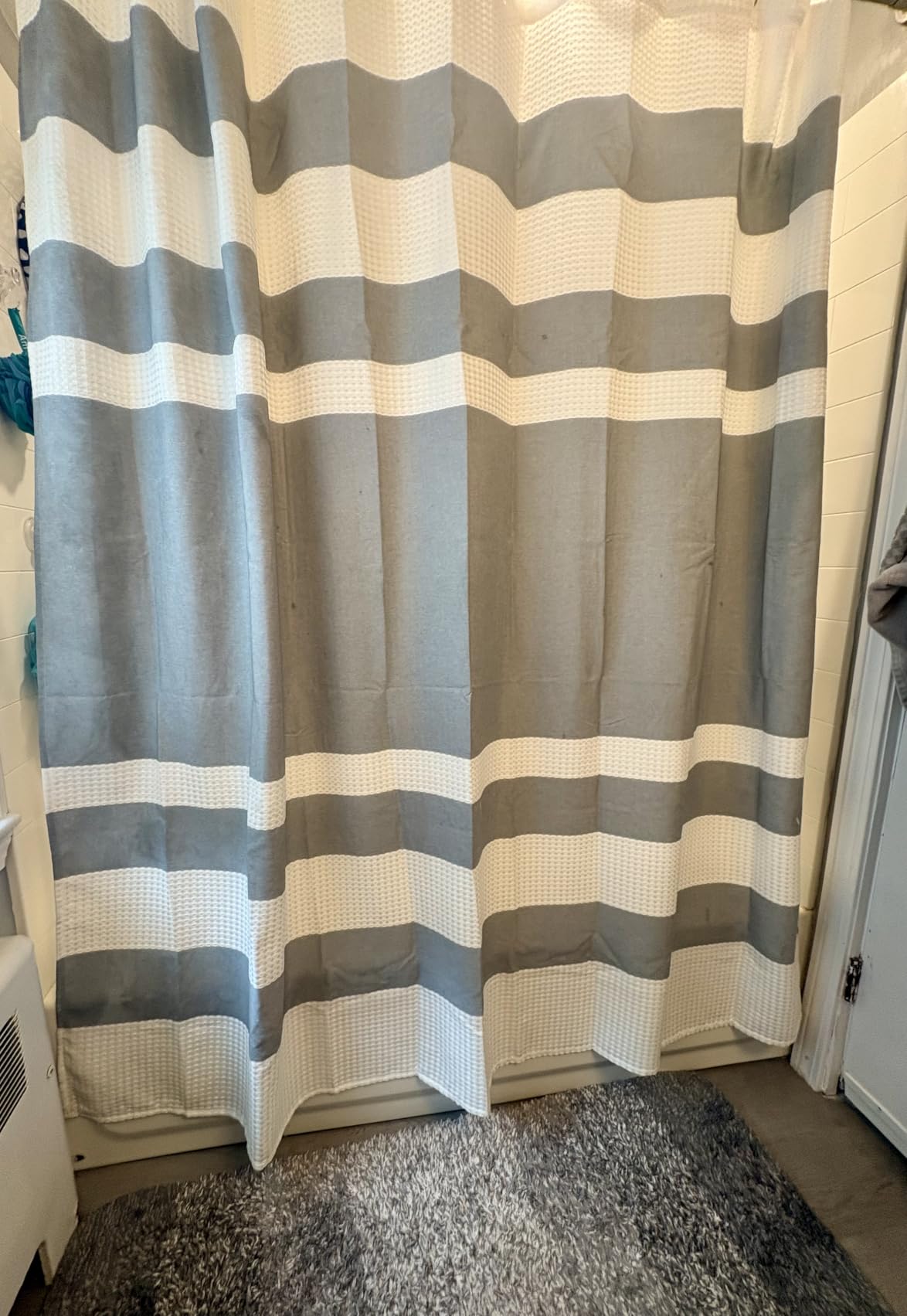 Madison Park Spa Waffle Shower Curtain for Bathroom, 72 x 72, Charcoal customer photo 2