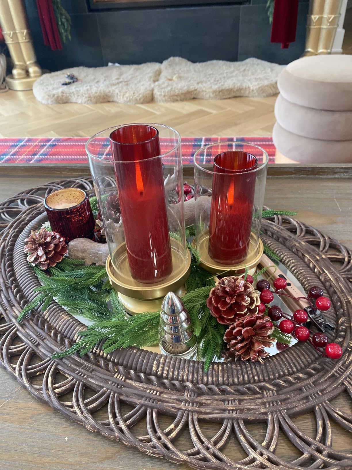 NUPTIO Hurricane Glass Candle Holders for Pillar - Matte Gold - Set of 2 customer photo 2