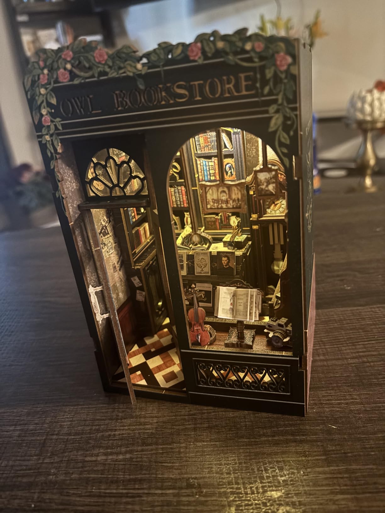CUTEBEE Book Nook Kit - DIY Miniature House Kit for Adults, Teens and Beginners, Dollhouse Booknook Library Tiny House Bookshelf Decor 3D Wooden Puzzle, Gifts for Family, Friends (Owl Bookstore) customer photo 2