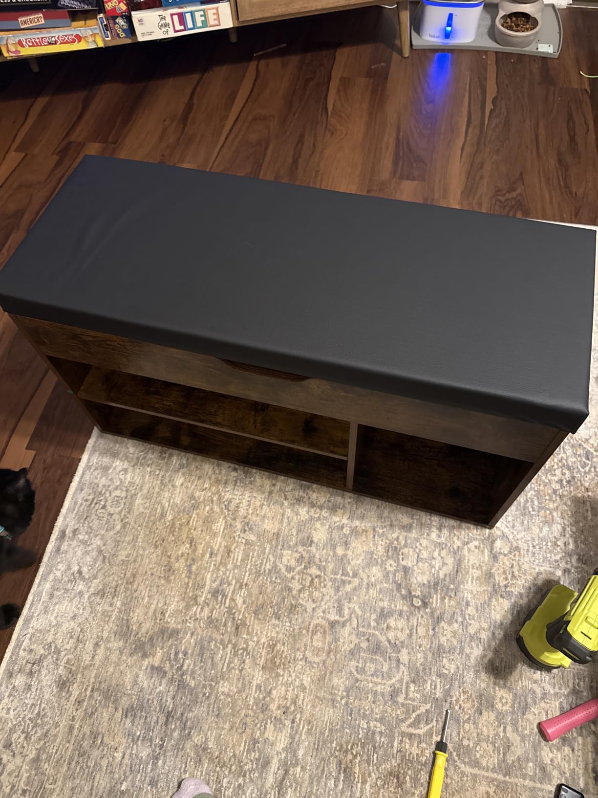 VASAGLE Storage Bench with Cushion, Shoe Bench, 11.8 x 23.6 x 17.3 Inches customer photo 1