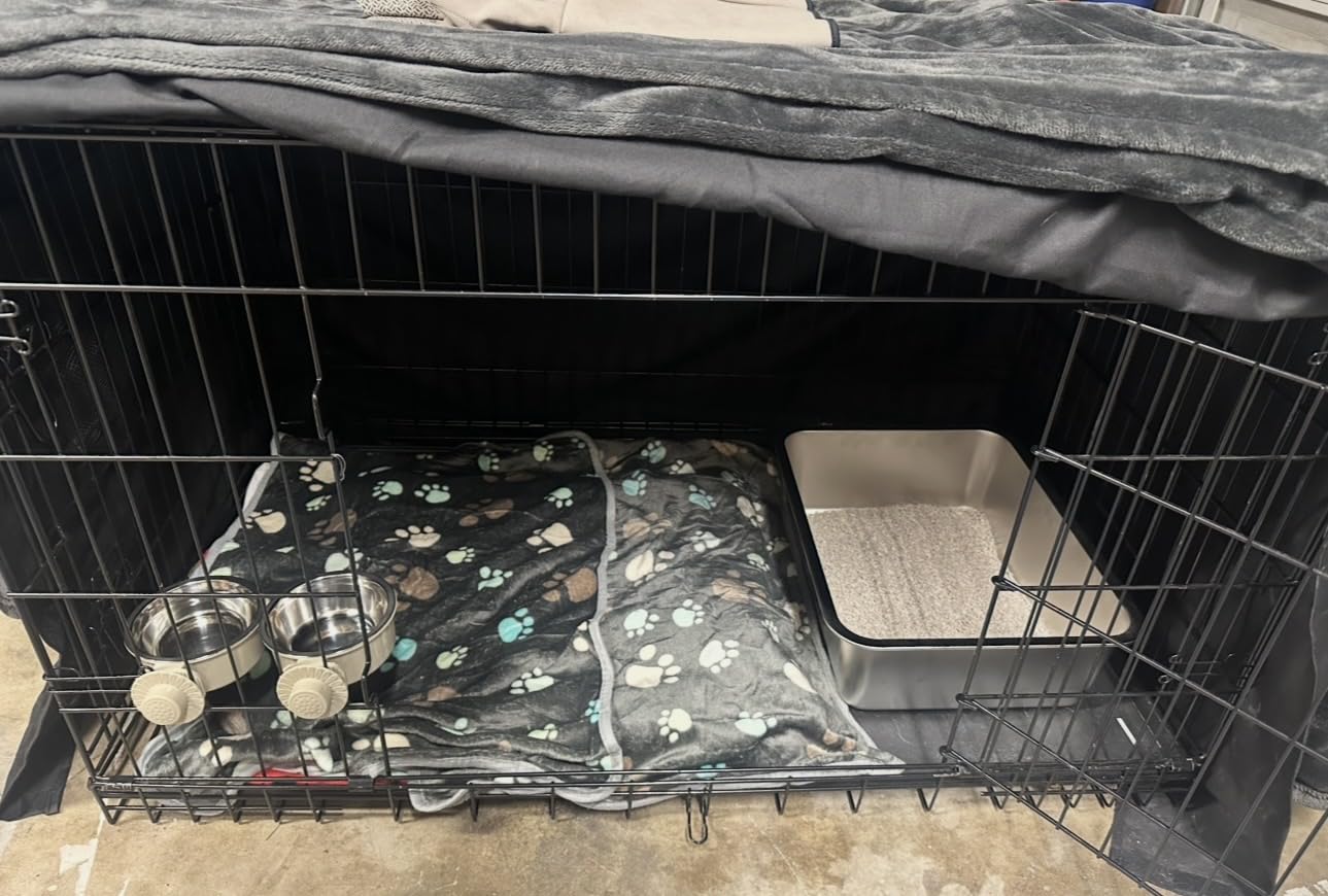 Yaheetech 36in Double Door Metal Dog Crate w/Divider for Puppy Indoor Use customer photo 2