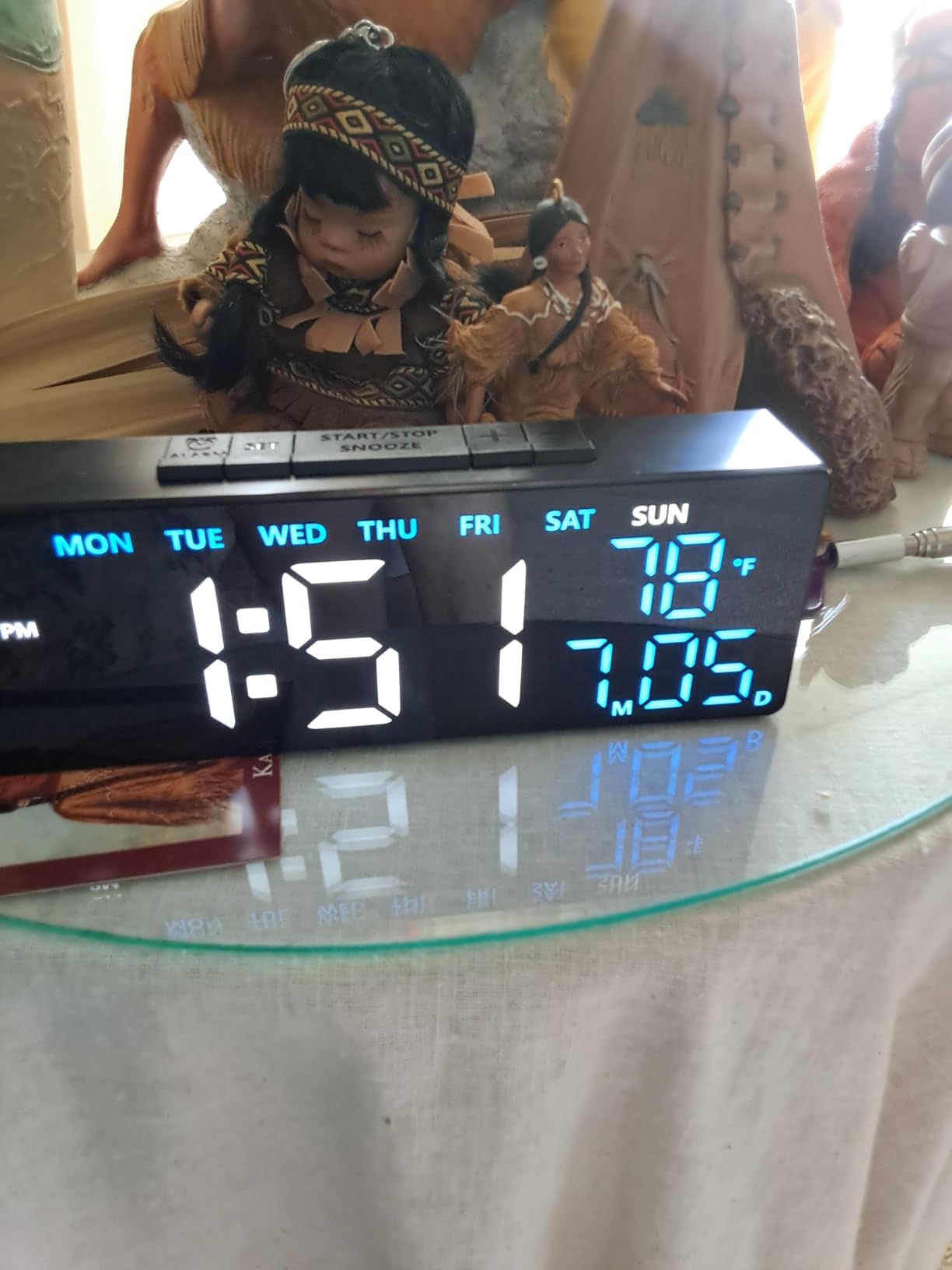 Peakeep Large Display Digital Alarm Clock for Bedroom with Date Day of Week | Calendar Desk Table Clocks for Living Room Office, Dimmable Plug in Electric Clock Battery Backup, 5 Volumes, Loud, Auto DST customer photo 1