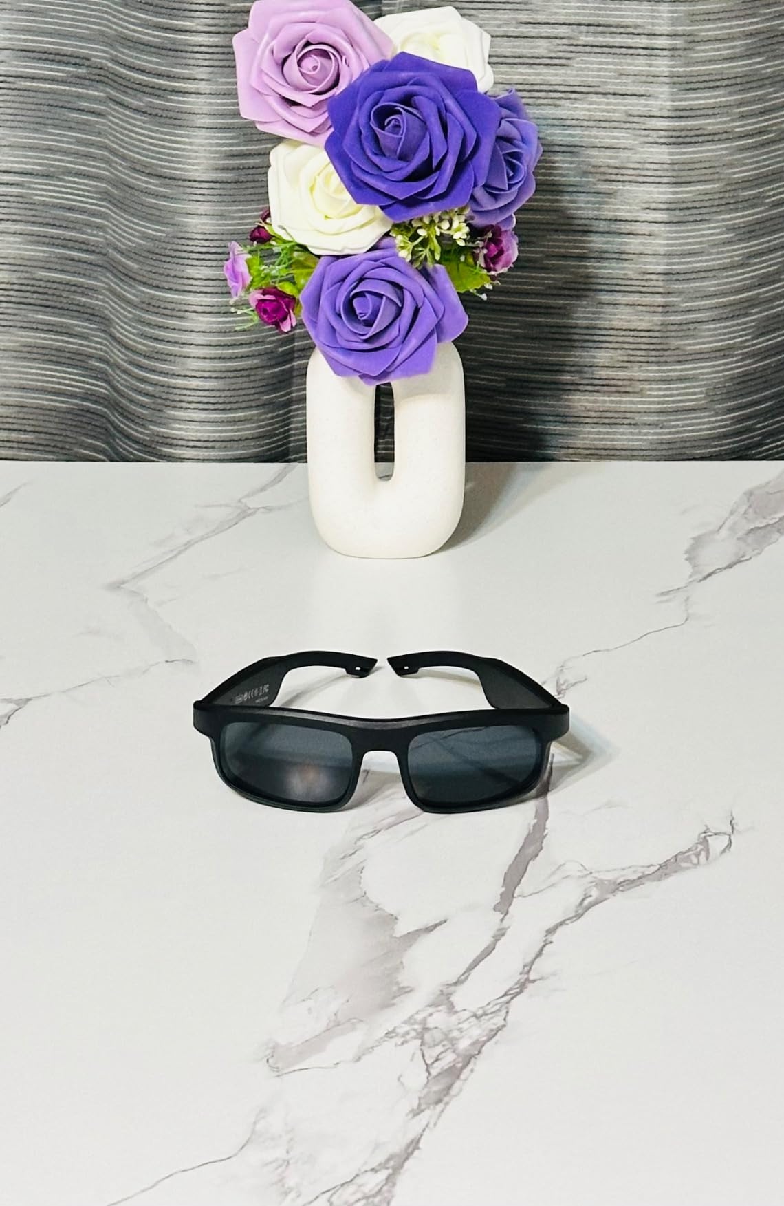Smart Bluetooth Audio Glasses, Polarized UV Protection Open-Face Sunglasses, Built-in Voice Assistant, Unisex, Suitable for Outdoor and Cycling Use. customer photo 1