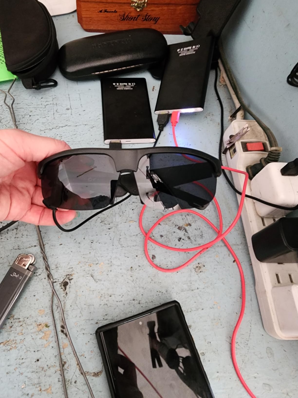 Smart Bluetooth Audio Glasses, Polarized UV Protection Open-Face Sunglasses, Built-in Voice Assistant, Unisex, Suitable for Outdoor and Cycling Use. customer photo 2