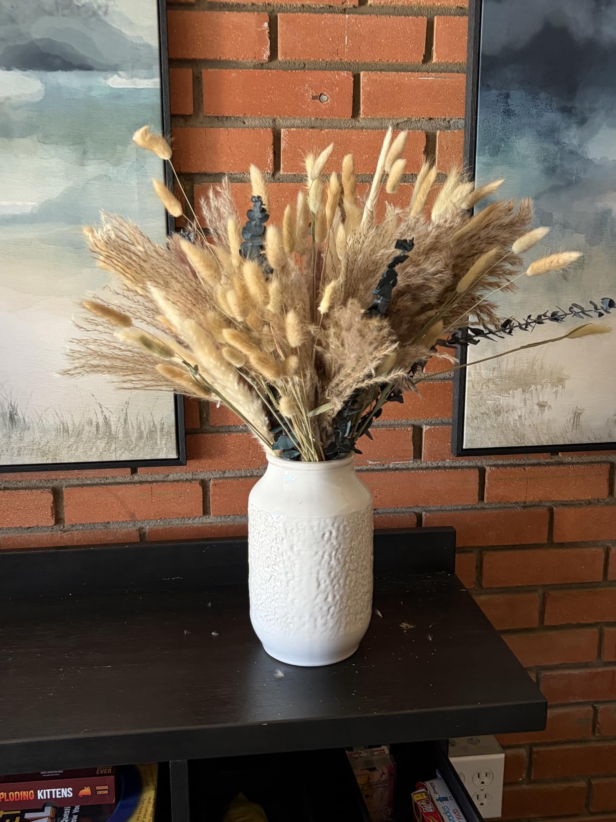 xin's convey 120 PCS Dried Pampas Grass, Dried Flowers, Reed Grass Bouquet for Bohemian Flowers Home Table Wedding Decoration, Rustic Farmhour.(Light Brown) customer photo 1