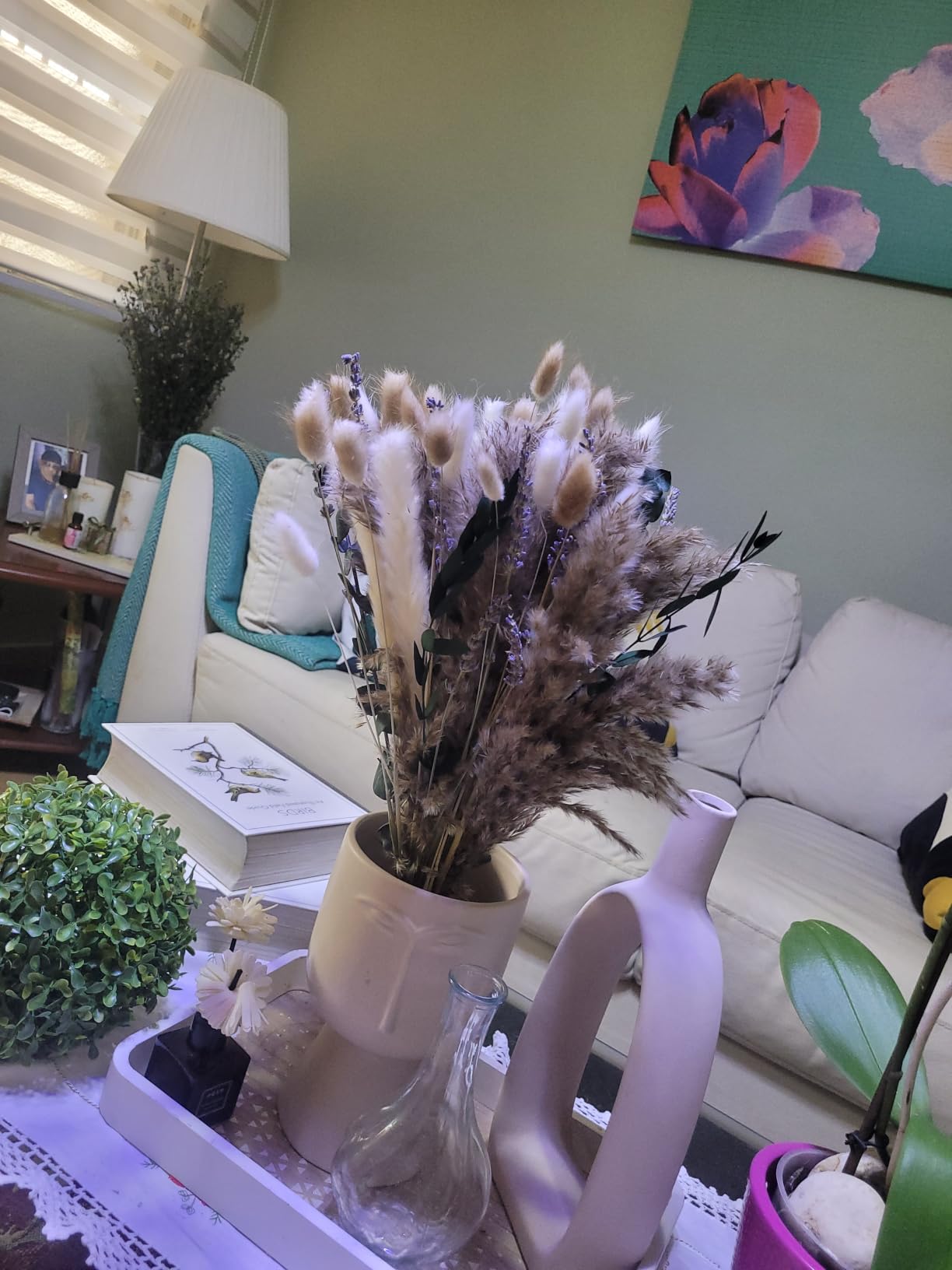 Green Pampas Grass Boho Bouquet – Exquisite Lavender and Eucalyptus Dried Flower Arrangements for Western Boho Decor – Rustic Flowers for Your Bohemian Home, Bedroom, and Wedding Table Décor customer photo 2