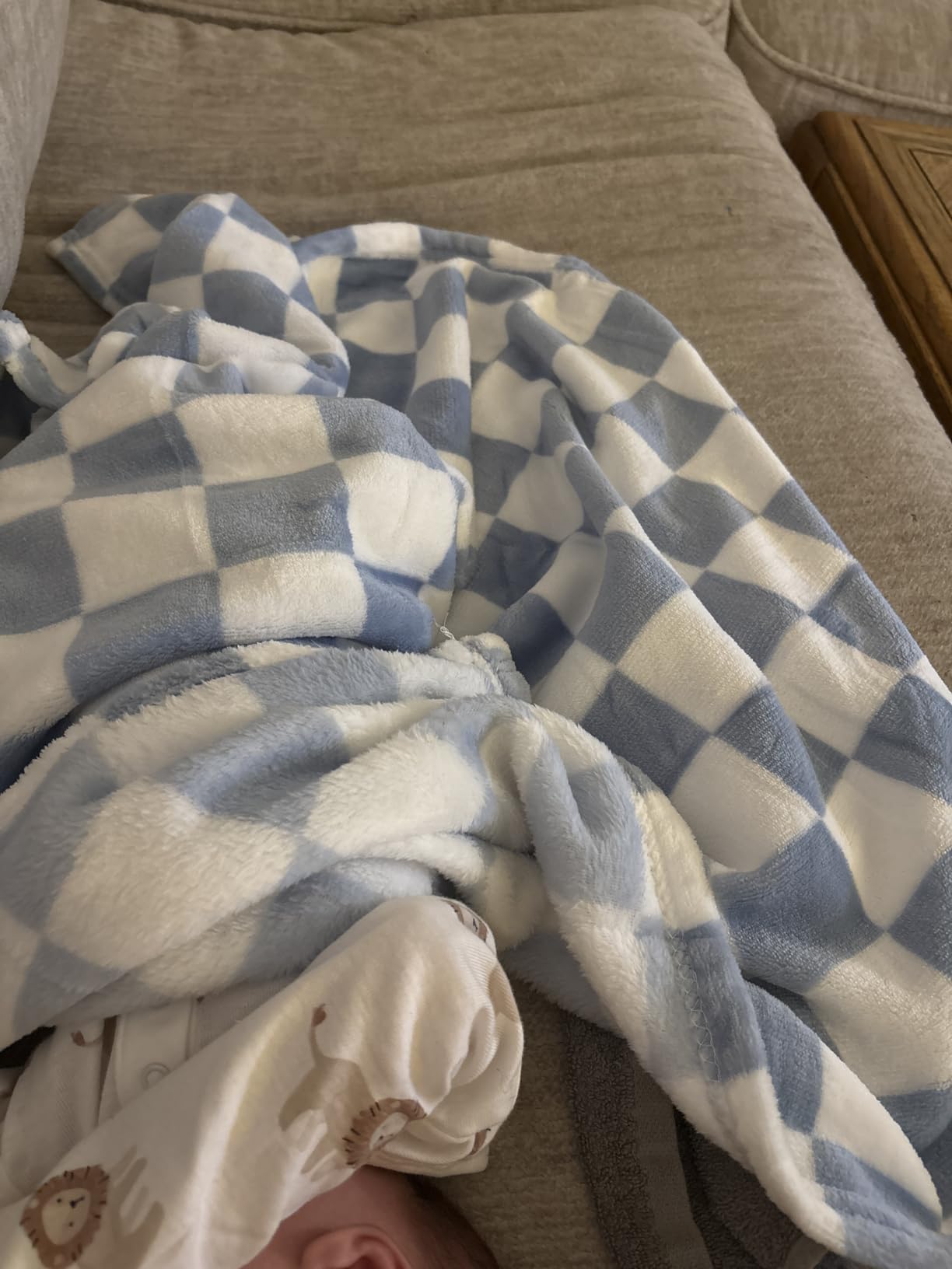 Yurhap Checkered Baby Blanket Fleece Baby Blankets for Boys, Ultra Soft Cozy Fluffy Infant Toddler Newborn Receiving Blankets for Crib Stroller, 30''x40'', Blue customer photo 1