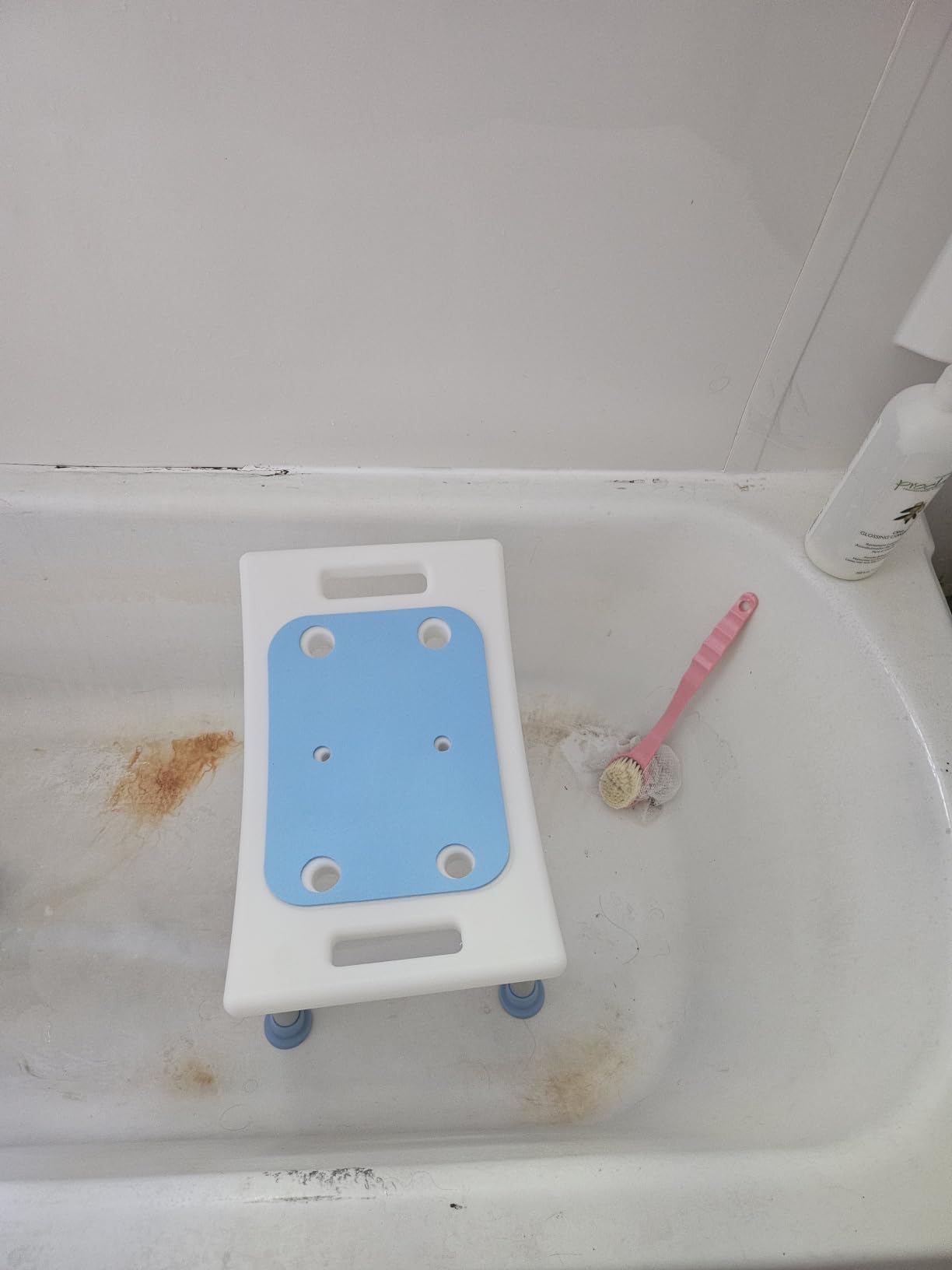 HOMLAND Shower Chair for Inside Shower, Adjustable Height Shower Stool | Shower Seat for Inside Tub Bathroom Bench Bath Chair for Elderly and Disabled, Lightweight Aluminum Frame - Light Blue customer photo 1