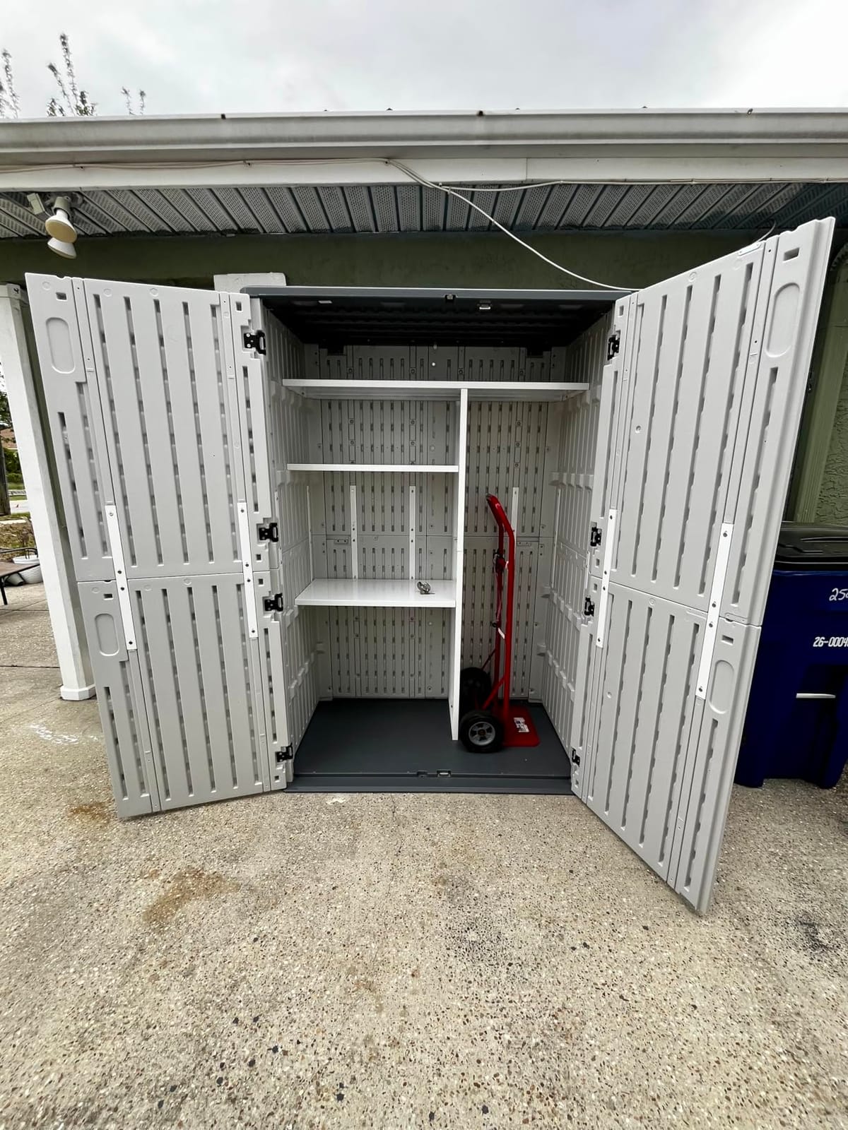 Aoxun Outdoor Storage Shed, 64 Cu.Ft Vertical Resin Sheds, White customer photo 1