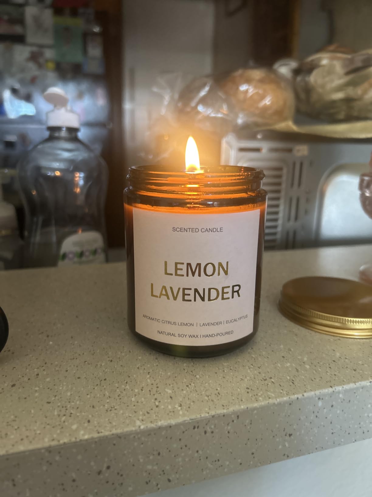 Scented Candle Gift Set, 4 Pack Long Lasting Amber Candles with Wooden Wick customer photo 2