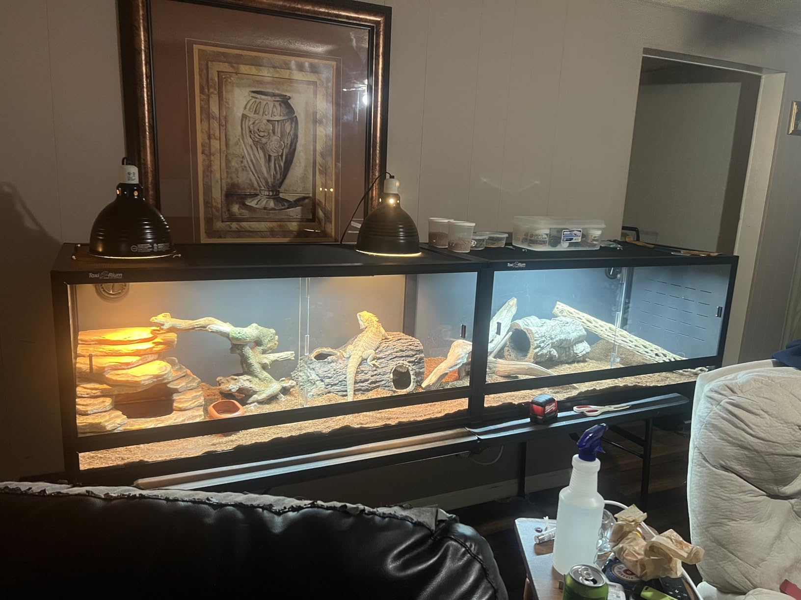 8FT PVC Reptile Enclosure 8x2x2FT, 240 Gallon Modular Expandable Terrarium with Tempered Glass Front Opening Sliding Doors, Lockable Habitat for Bearded Dragon Gecko Lizard Snake, Black customer photo 1
