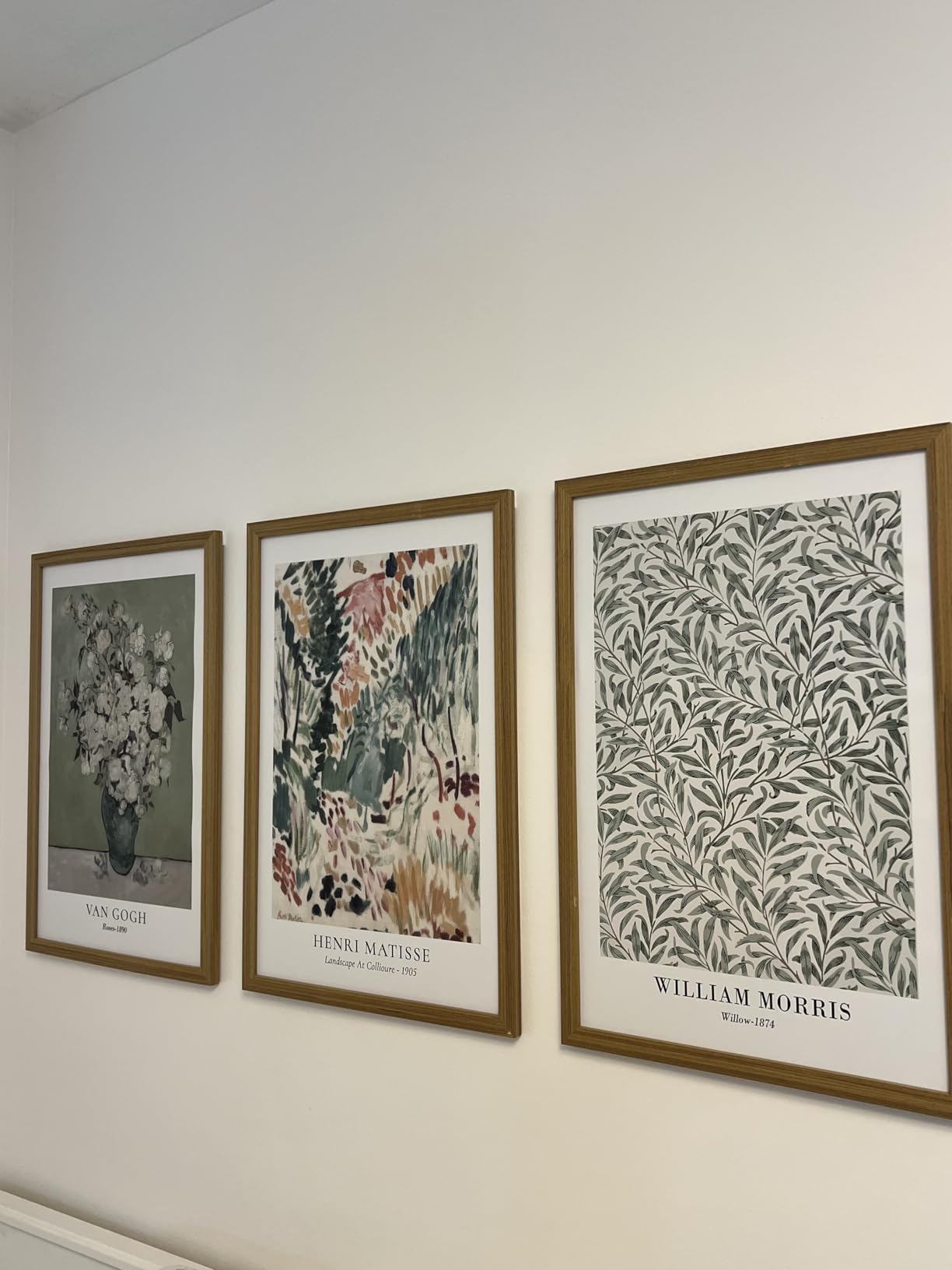 Induslyfe Framed Sage Green Vintage Wall Art Canvas Decor Set of 3, Matisse Wall Art Prints Posters Mid Century Modern Art, Van Gogh Floral Botanical wall art, bathroom, bedroom, living room 12x16 customer photo 1