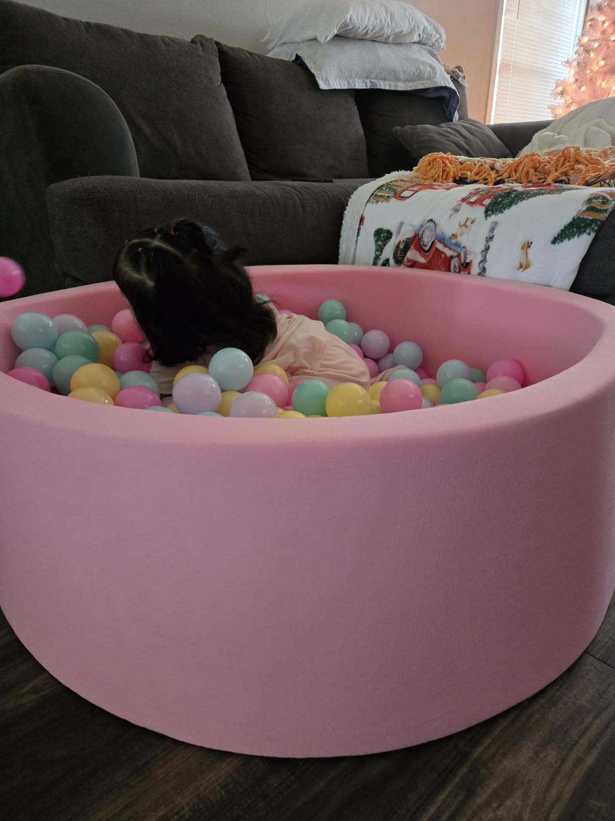 Zedachica Ball Pit for Toddlers 35.43''x11.81 Baby Ball Pits Soft Memory Foam Ball Pit Round Kids Ball Pit Indoor Game Kids Play Ball Pool Ideal Gift for Girls and Boys (Pink, NO Balls) customer photo 1