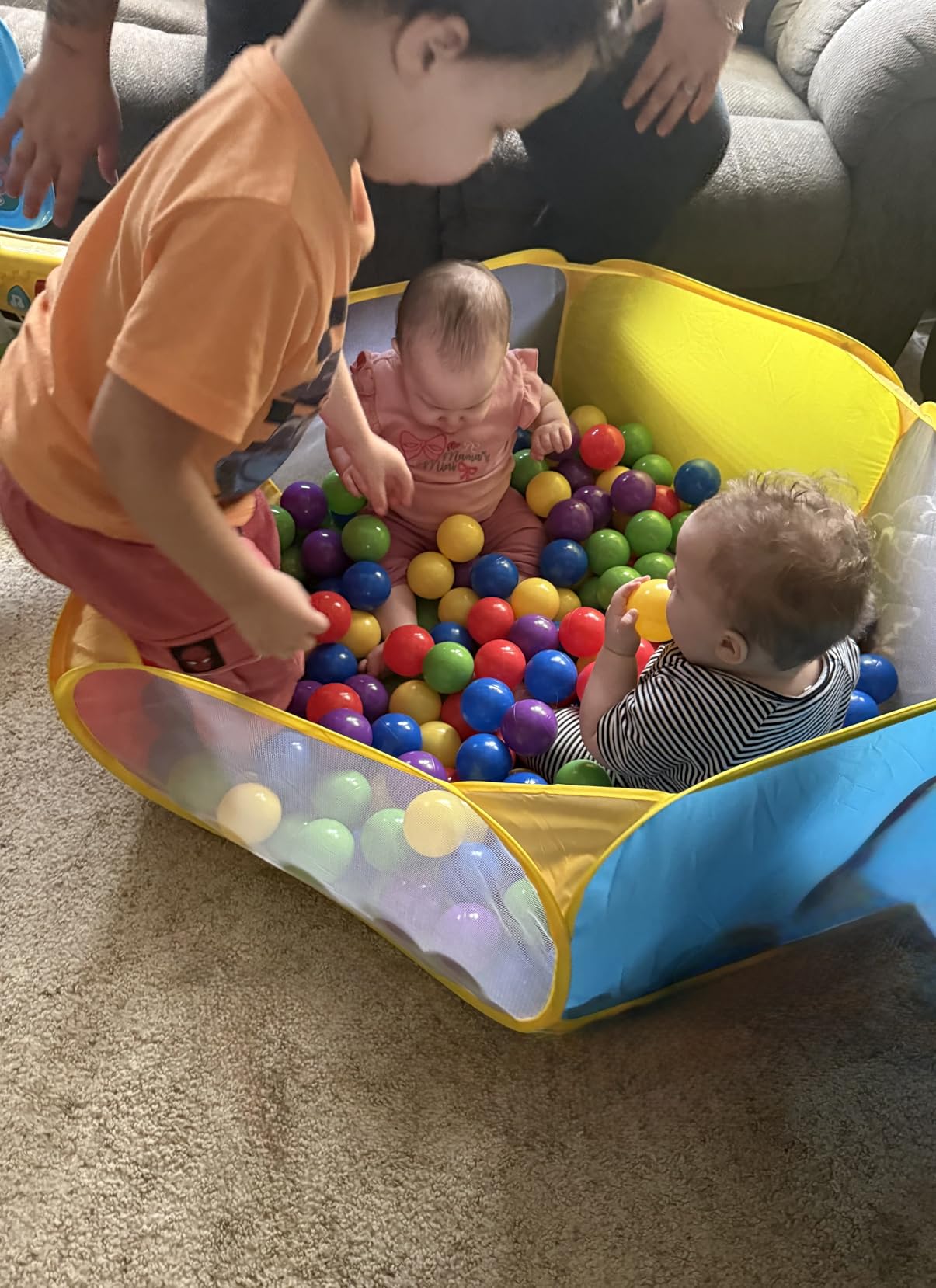 Eocolz Kids Ball Pit Large Pop Up Childrens Ball Pits Tent for Toddlers Playhouse Baby Crawl Playpen with Basketball Hoop and Zipper Storage Bag, Balls Not Included (1M Multicolor) customer photo 2