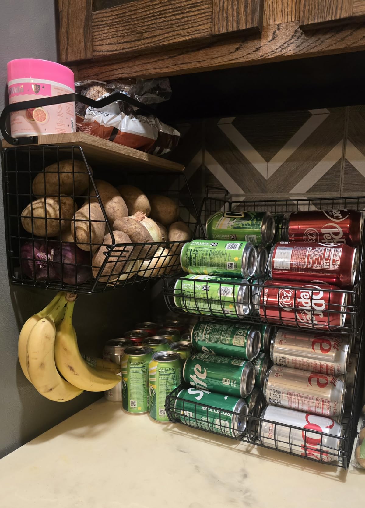 Stackable Soda Can Organizer Stores Up to 72 Cans, 4-Pack Can Storage Organizer for Pantry Shelves, 4-Tier Kitchen Can Holders with 4 Adjustable Dividers, Wire Drink Organizer for Pantry Cabinet Shelf customer photo 1