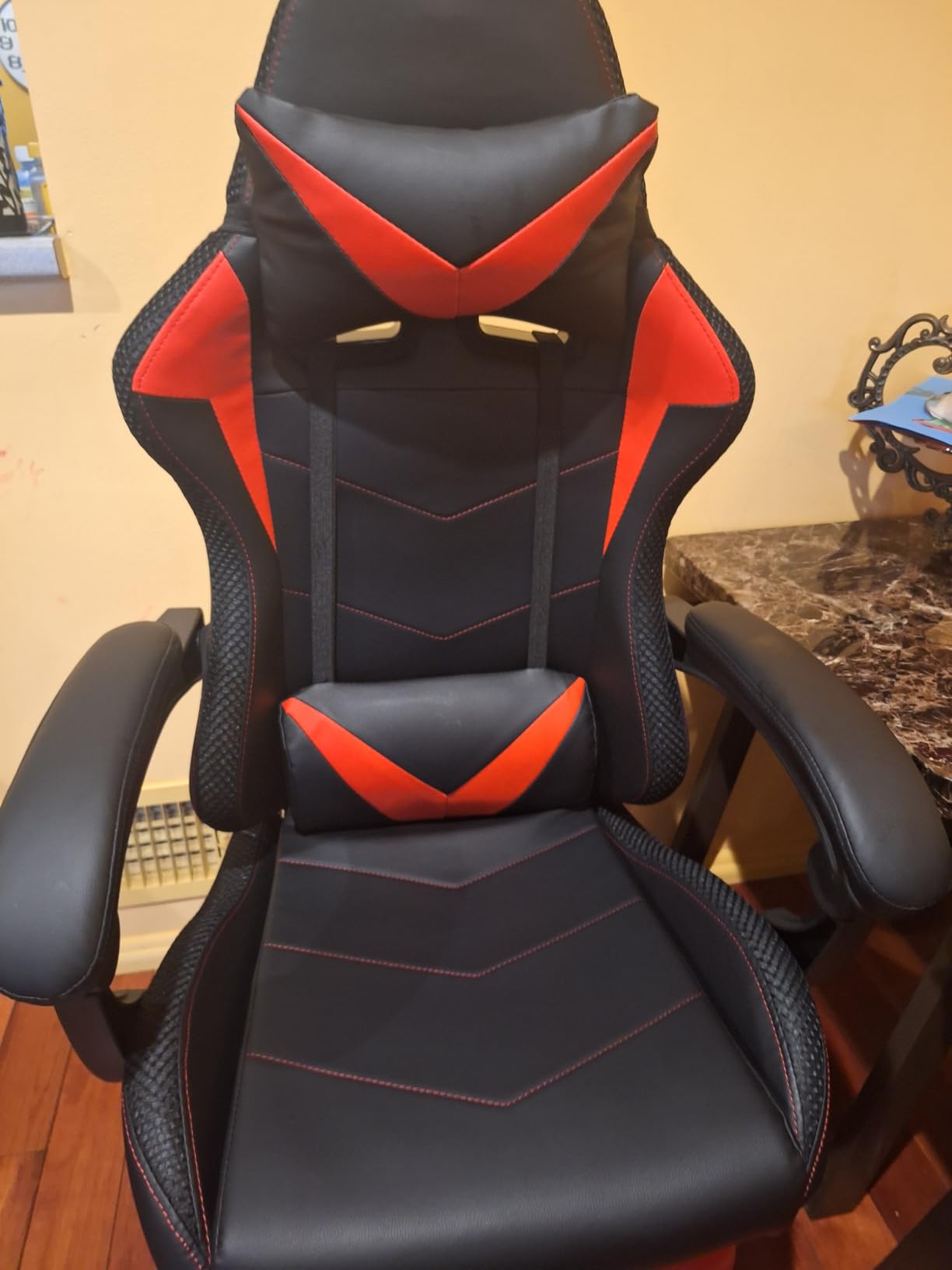 Czlolo Gaming Chair, Racing Style RGB LED Lights Gaming Chairs for Adults and Kids, Lumbar Massager Gamer Chair, High Back Reclining Computer Chair with Footrest and Headrest (Black/Blue) customer photo 2