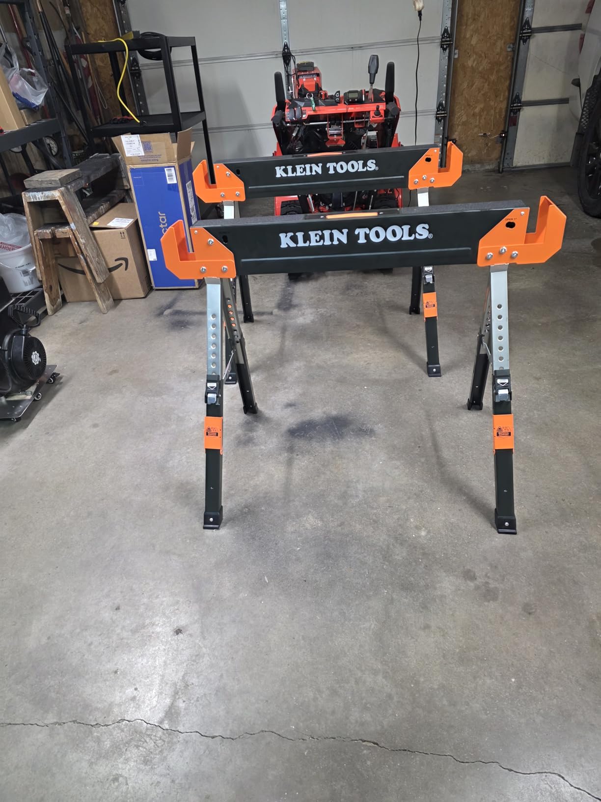 Klein Tools 80178 Folding Saw Horse, Adjustable 26 to 32-Inch Height, 2x4 Support Arms, Heavy Duty Jobsite Table, 2-Pack customer photo 1